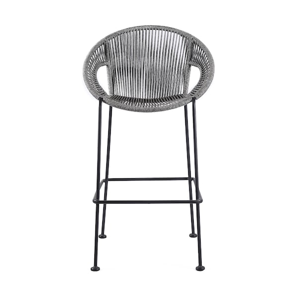 Armen Living Acapulco 30" Indoor Outdoor Steel Bar Stool with Gray Rope - LCACBAGR30