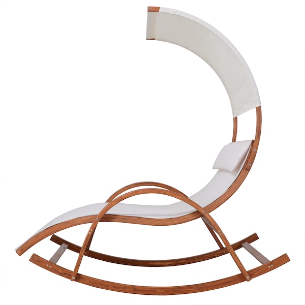 Deko Living Outdoor Cedar Wood Patio Lounge Daybed w/ White Textilene Fabric & Canopy - COP20205WHT