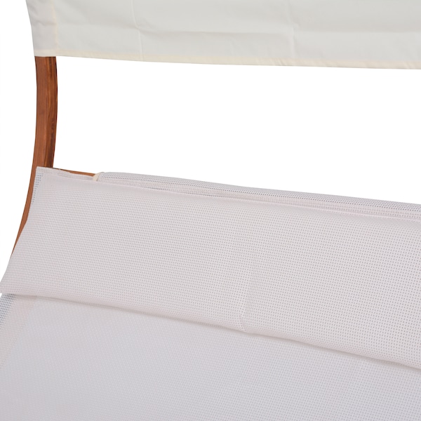 Deko Living Outdoor Cedar Wood Patio Lounge Daybed w/ White Textilene Fabric & Canopy - COP20205WHT