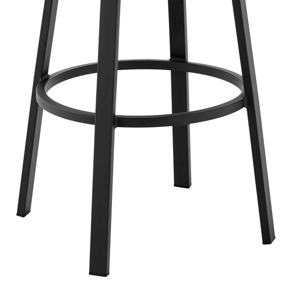 Armen Living Don 30" Outdoor Patio Swivel Bar Stool in Black Aluminum with Gray Cushions - 840254332485