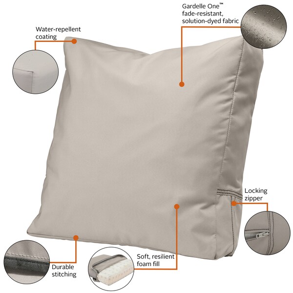 Classic Accessories Patio Lounge Chair/Loveseat Back Cushion, 23 x 20 x 4 Inch, Mushroom - 62-060-MUSHRM-EC