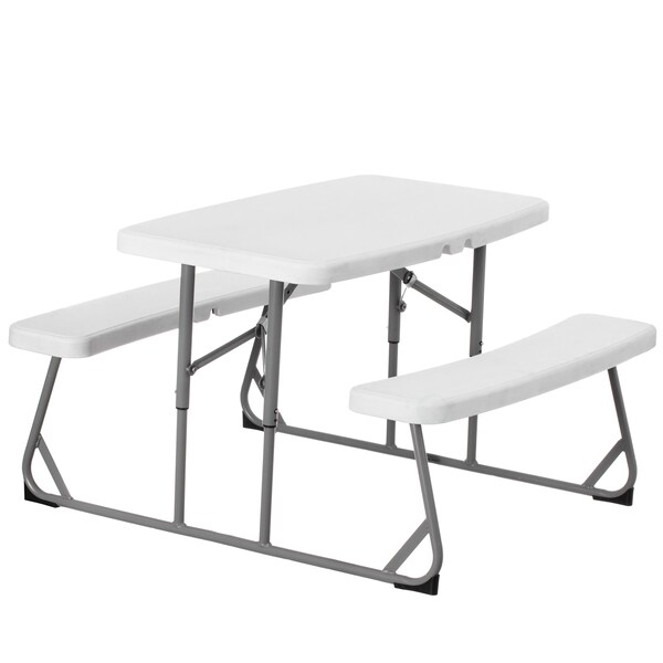 Gardenised Kids Picnic Table, White, Plastic, 21.3 in H Overall - QI004602WT