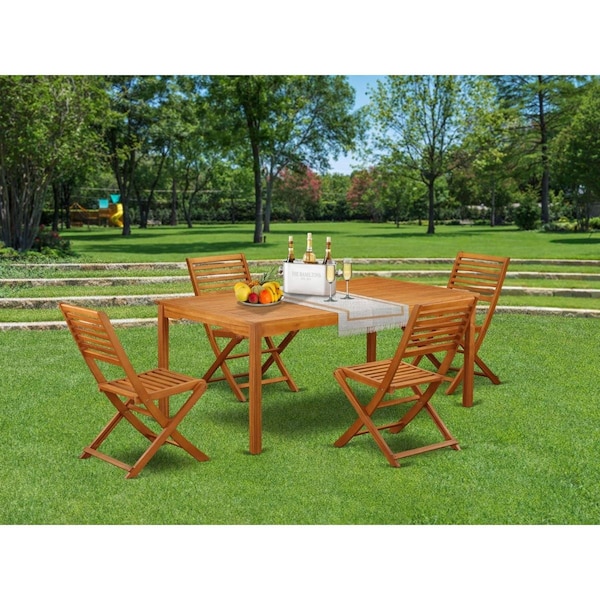 East West Furniture 5 Piece Cameron Acacia Hardwood Balcony Furniture Set - Natural Oil - CMBS5CWNA
