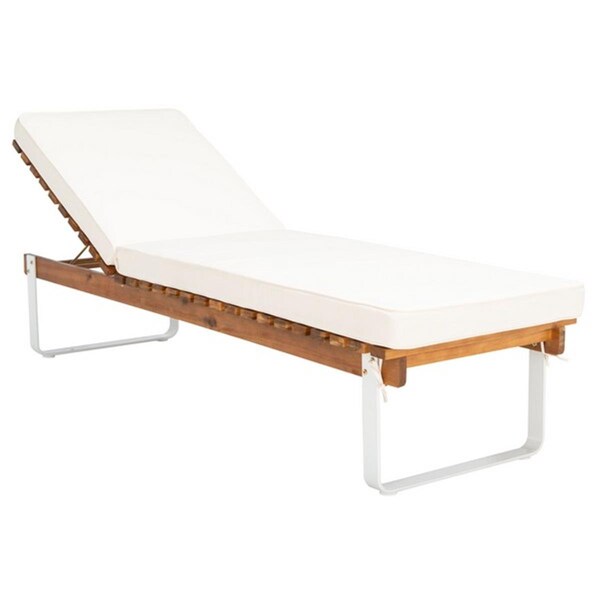 Safavieh Nuca Chaise Loungers - Natural, White Leg & White Cushion - PAT7084A
