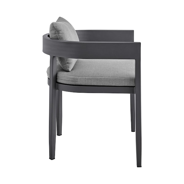 Armen Living Menorca Outdoor Patio Dining Chairs in Aluminum with Gray Cushions - Set of 2 - LCMQCHGR