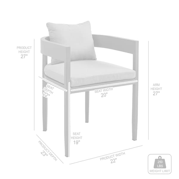 Armen Living Menorca Outdoor Patio Dining Chairs in Aluminum with Gray Cushions - Set of 2 - LCMQCHGR