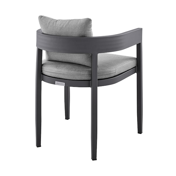 Armen Living Menorca Outdoor Patio Dining Chairs in Aluminum with Gray Cushions - Set of 2 - LCMQCHGR