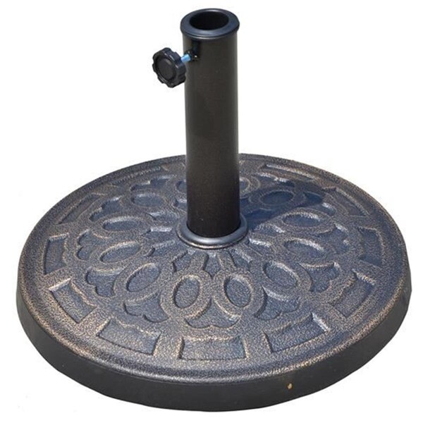 Grillgear Round Decorative Resin Spiral Umbrella Base, Bronze - 17 in. - GR425695