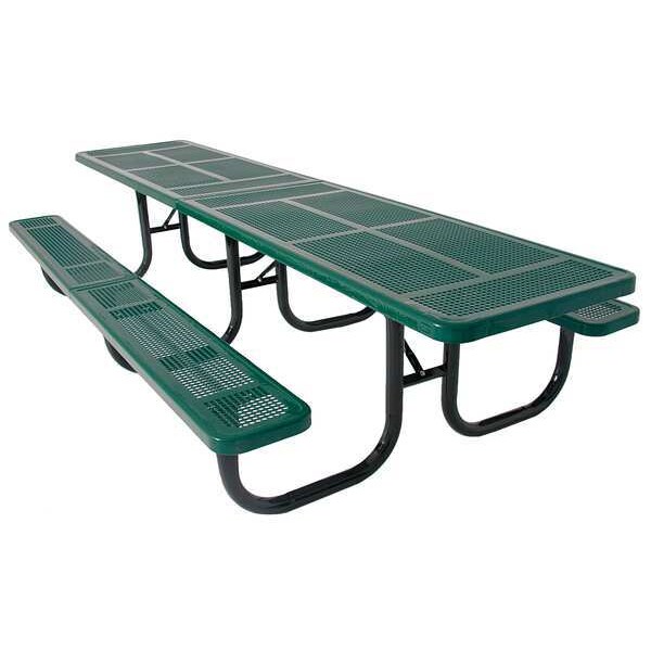 Ultrasite Rectangle Shelter Picnic Table, Green, Perforated Metal, 144 in L, 30-1/4 in H Overall Dot - 238H-3-P12-GREEN