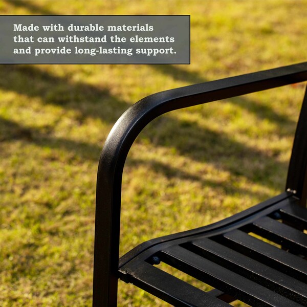 Gardenised Gardenised Outdoor Black Steel Swing, Powder Coated Glider Bench, Loveseat Lawn Rocker Bench for Yard, Patio, Garden and Deck - QI003392