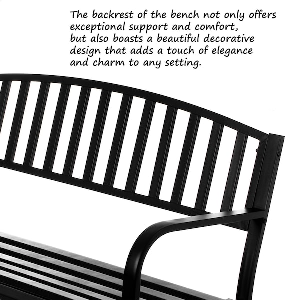 Gardenised Gardenised Outdoor Black Steel Swing, Powder Coated Glider Bench, Loveseat Lawn Rocker Bench for Yard, Patio, Garden and Deck - QI003392