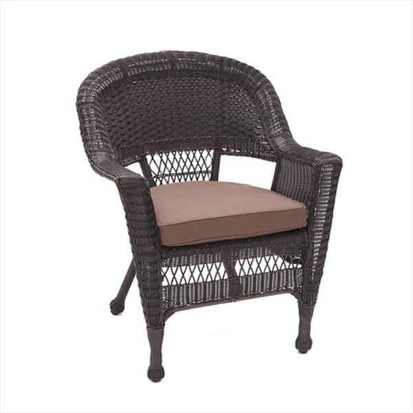 Jeco Jeco W00201-C-FS007 Espresso Wicker Chair With Brown Cushion - W00201-C-FS007