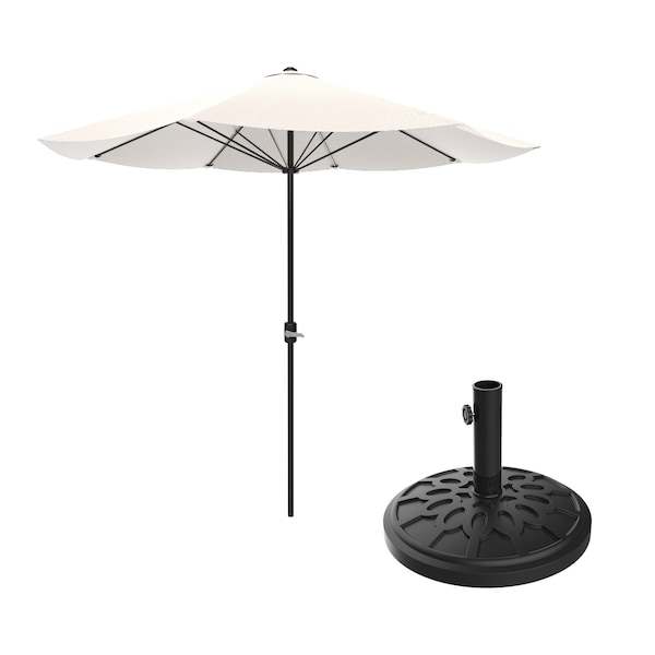 Pure Garden 9-Foot Outdoor Patio Umbrella with Base, Tan - 50-101-TBB