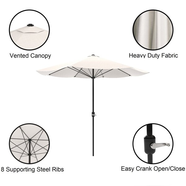 Pure Garden 9-Foot Outdoor Patio Umbrella with Base, Tan - 50-101-TBB