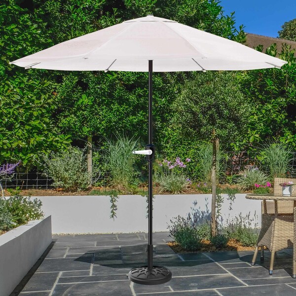 Pure Garden 9-Foot Outdoor Patio Umbrella with Base, Tan - 50-101-TBB