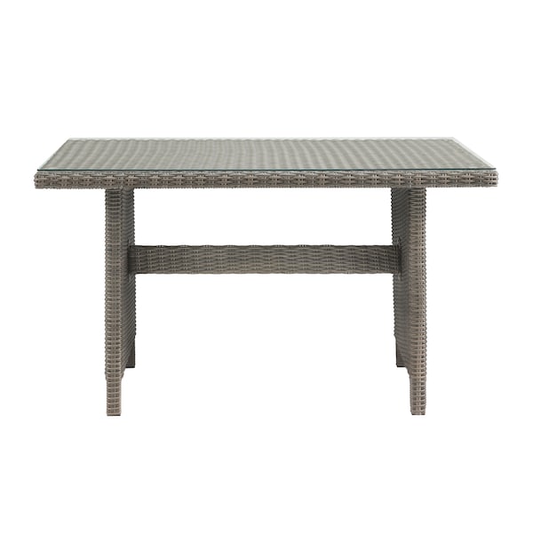 Alaterre Furniture Asti All-Weather Wicker Outdoor 30"H  Dining Table with Glass Top - AWWF05FF