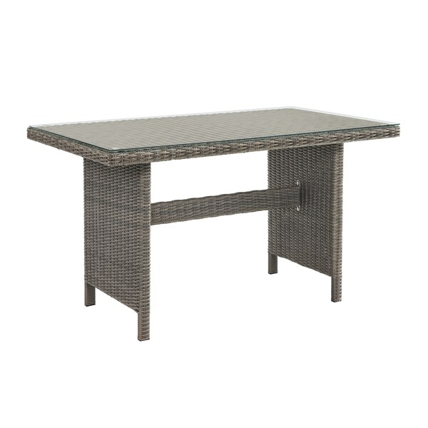 Alaterre Furniture Asti All-Weather Wicker Outdoor 30"H  Dining Table with Glass Top - AWWF05FF