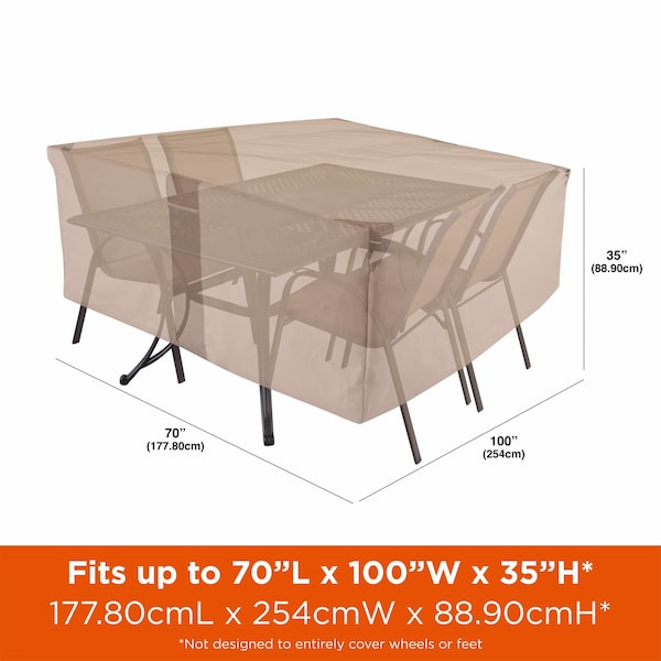 Modern Leisure Monterey Rect/Oval Patio Table & Chair Set Cover, 1 in. L x 7 in. W x 35 in. H, Beige - 2946