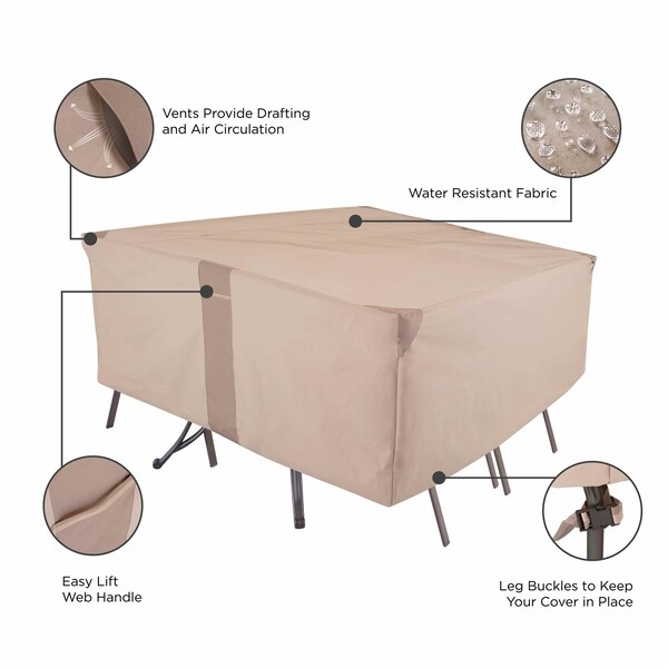 Modern Leisure Monterey Rect/Oval Patio Table & Chair Set Cover, 1 in. L x 7 in. W x 35 in. H, Beige - 2946