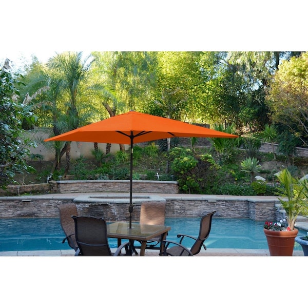 Propation 6.5 x 10 ft. Aluminum Patio Market Umbrella Tilt with Crank - Orange Fabric & Black Pole - PR330422