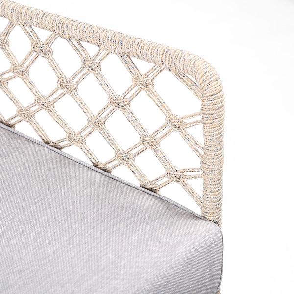 Armen Living Marco Indoor Outdoor Steel Lounge Chair with Natural Springs Rope and Gray Cushion - LCMPCHNAT