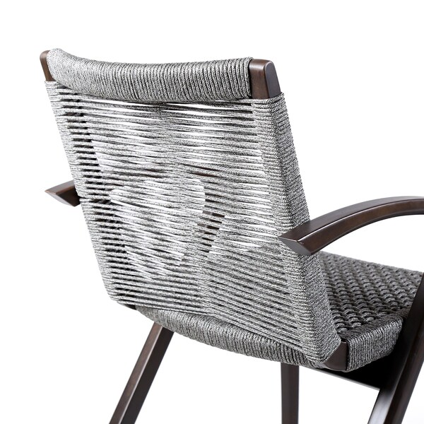 Armen Living Nabila Outdoor Dark Eucalyptus Wood and Gray Rope Dining Chairs - Set of 2 - 840254333420