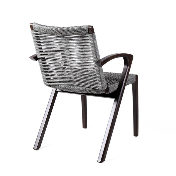 Armen Living Nabila Outdoor Dark Eucalyptus Wood and Gray Rope Dining Chairs - Set of 2 - 840254333420