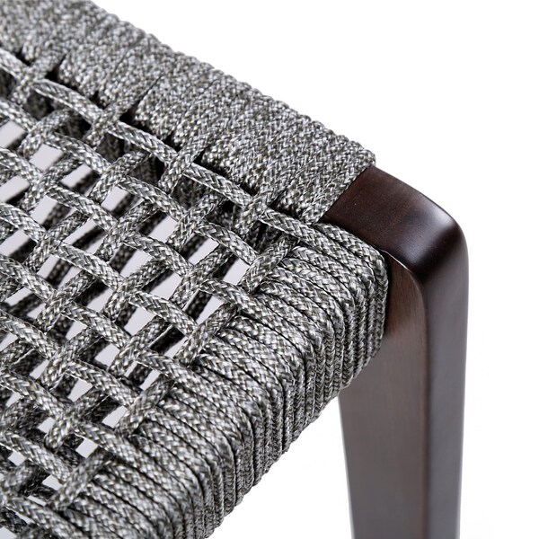 Armen Living Nabila Outdoor Dark Eucalyptus Wood and Gray Rope Dining Chairs - Set of 2 - 840254333420