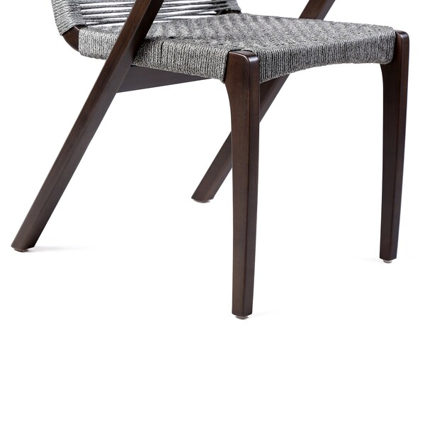 Armen Living Nabila Outdoor Dark Eucalyptus Wood and Gray Rope Dining Chairs - Set of 2 - 840254333420
