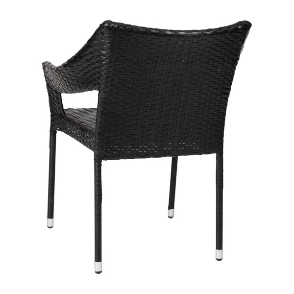 Flash Furniture Black PE Rattan Wicker Patio Dining Chair, 4PK - 4-TT-TT02-BK-GG