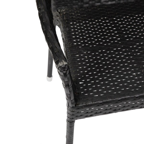 Flash Furniture Black PE Rattan Wicker Patio Dining Chair, 4PK - 4-TT-TT02-BK-GG