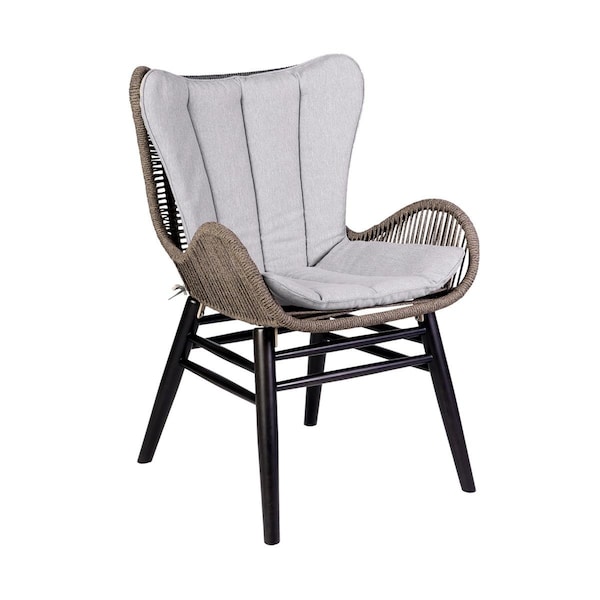 Tento Campait Fanny Outdoor Patio Dining Chair in Dark Eucalyptus Wood & Truffle Rope - TE3322960