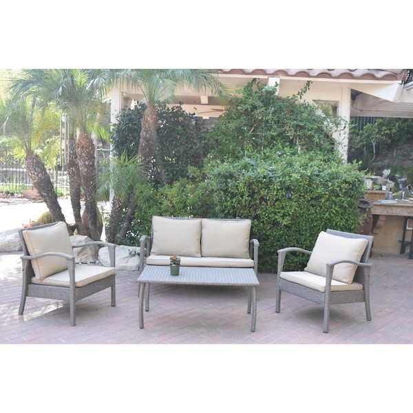Propation 2 in. Meredith Conversation Set with Tan Cushion - 4 Pieces - PR3009381