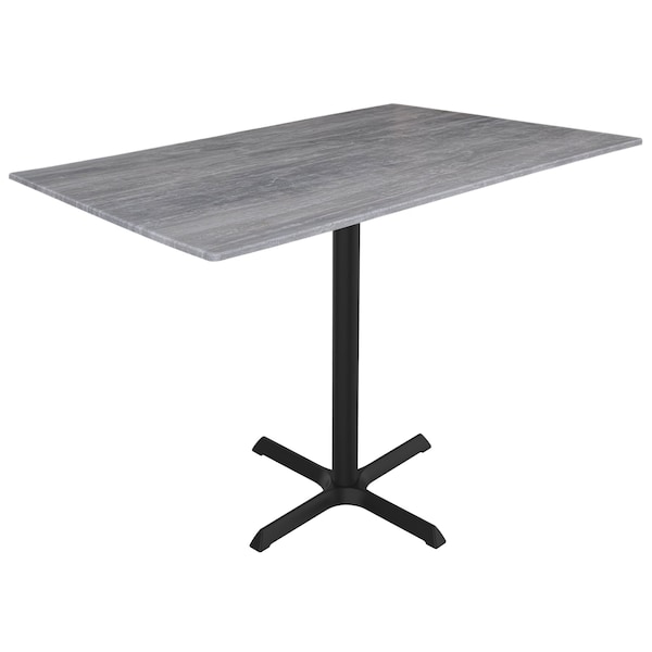 Holland Bar Stool Co 42 Tall OD211 Black Table Base w30x30 foot and 32x48 Greystone Top, IndoorOutdoor - OD211-3042BWODS3248GRYSTN