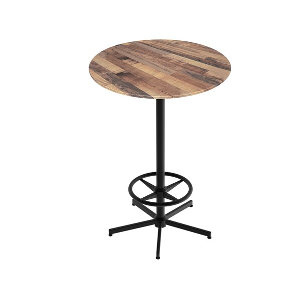 Holland Bar Stool Co 42 Tall OD216 Black Table Base w36 Diameter Rustic Top, IndoorOutdoor - OD21642BWODS36RRUSTIC