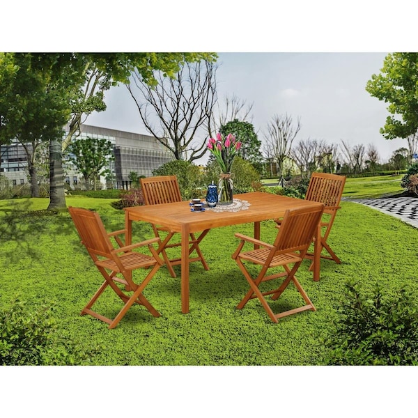 East West Furniture 5 Piece Cameron Acacia Wood Courtyard Dining Set - Natural Oil - CMCM5CANA