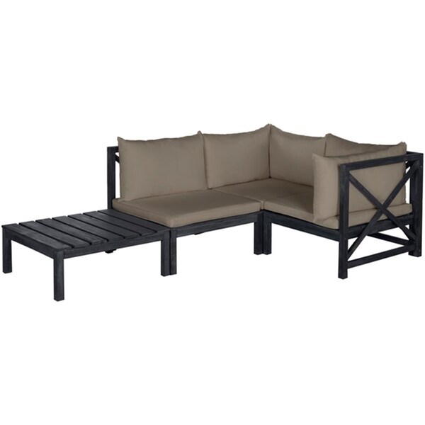 Safavieh Lynwood Modular Outdoor Sectional; Dark Slate Gray & Taupe - PAT6713J
