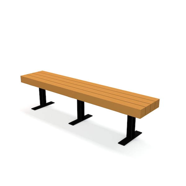 Frog Furnishings Brown 4' Trailside Bench Surface Mount w/ Black Frame - PB 4BROTRA