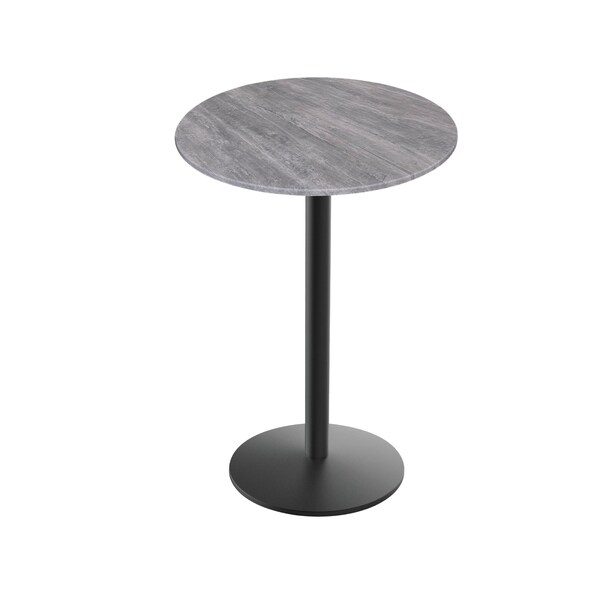 Holland Bar Stool Co 42 Tall OD214 Black Table Base w22 Diameter Foot and 36 Diameter Greystone Top, IndoorOutdoor - OD214-2242BWODS36RGRYSTN