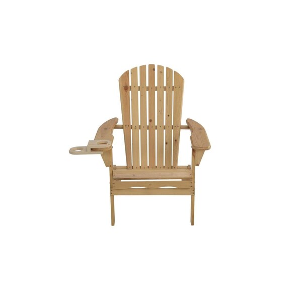 Bold Fontier 35 x 32 x 28 in. Foldable Adirondack Chair with Cup Holder, Natural - BO3275355