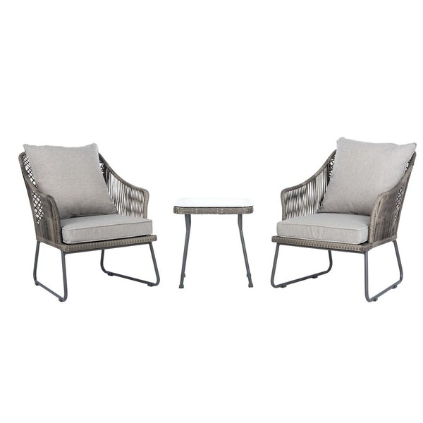 Safavieh Jensen 3 Piece Lounge Set with Grey Frame & Cushion - PAT9008B