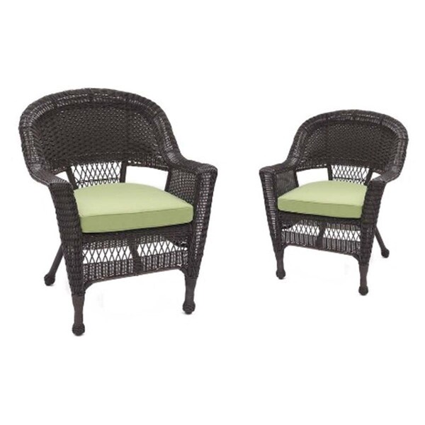 Propation W00201-4-C-FS029-CS Espresso Wicker Chair with Green Cushion, 4PK - PR3003395