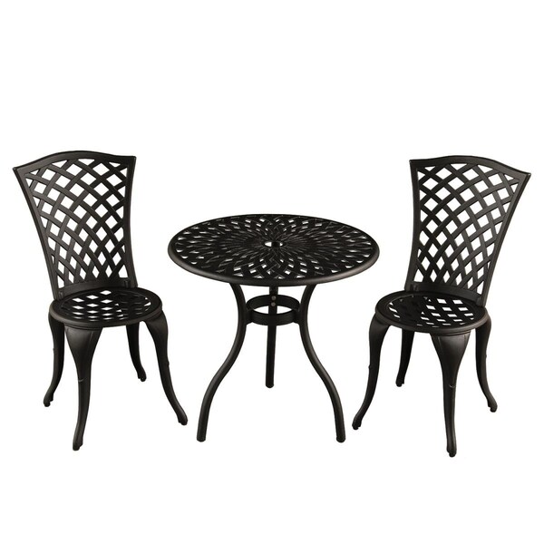 Oakland Living Oakland Living Contemporary Modern Mesh Lattice Outdoor Patio Garden Bistro Set Sand Black-3 Pc. - 1023-MESH-BISTRO-SB