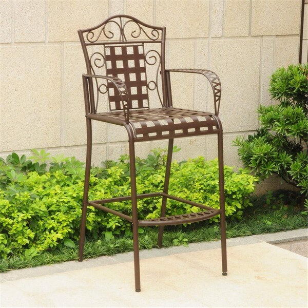 International Caravan Mandalay Iron Bar Height Chair, Rustic Brown, 2PK - 3467-2CH-RT-BN