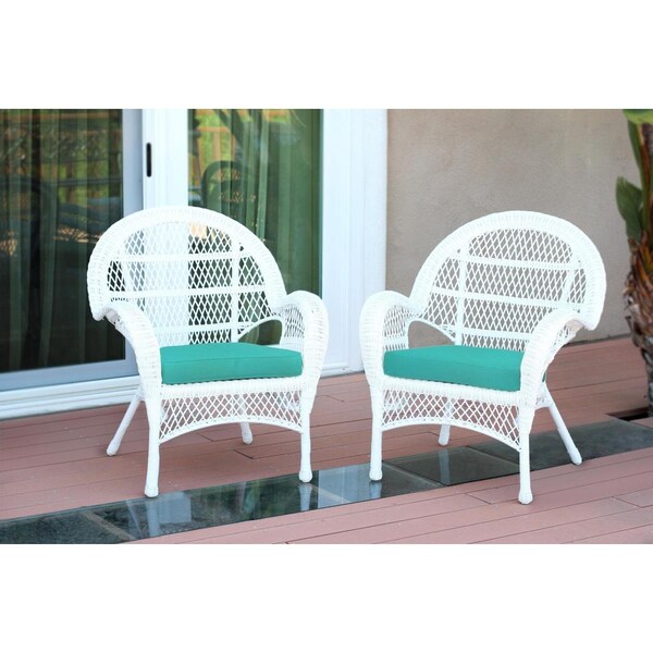 Propation W00209-C-2-FS032-CS Santa Maria White Wicker Chair with Turquoise Cushion, 2PK - PR2999102