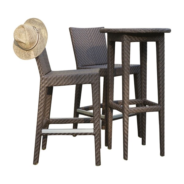 Hospitality Rattan Patio Soho 3-Piece Pub & Barstool Set with Cushions - 903-6185-JBP-3PP-CUSH