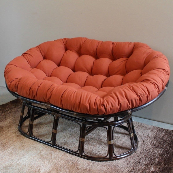 International Caravan 63 x 45 in. Rattan Double Papasan Chair with Twill Cushion, Spice Red - 3304-TW-SP