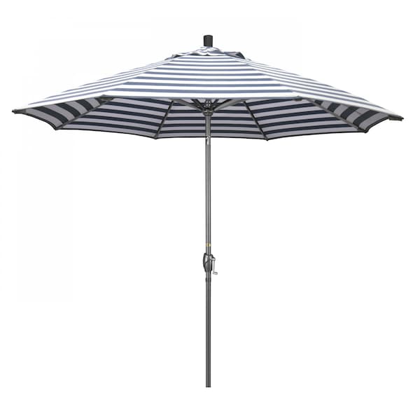 California Umbrella Patio Umbrella, Octagon, 101" H, Olefin Fabric, Navy White Cabana Stripe - 194061032589