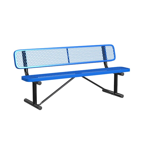 Leisure Craft Leisure Craft 6 FT Outdoor Bench with Back, Portable, Blue - B6WBP-BLUE