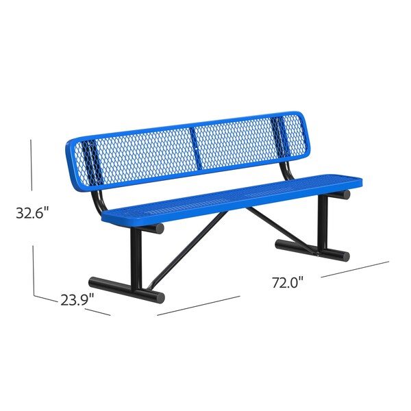 Leisure Craft Leisure Craft 6 FT Outdoor Bench with Back, Portable, Blue - B6WBP-BLUE